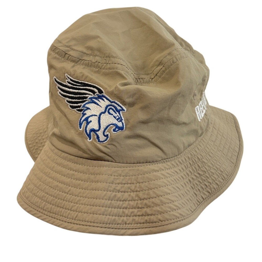 Acrux Tan Nylon Bucket‎ Hat Reeves Embroidered Mascot Logo Khaki Sun Hat OSFM
